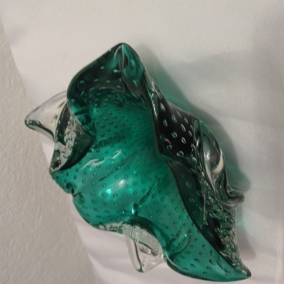 Mid-century modern Murano emerald green ashtray or bowl. Italy c 1950s - Picture 4 of 12